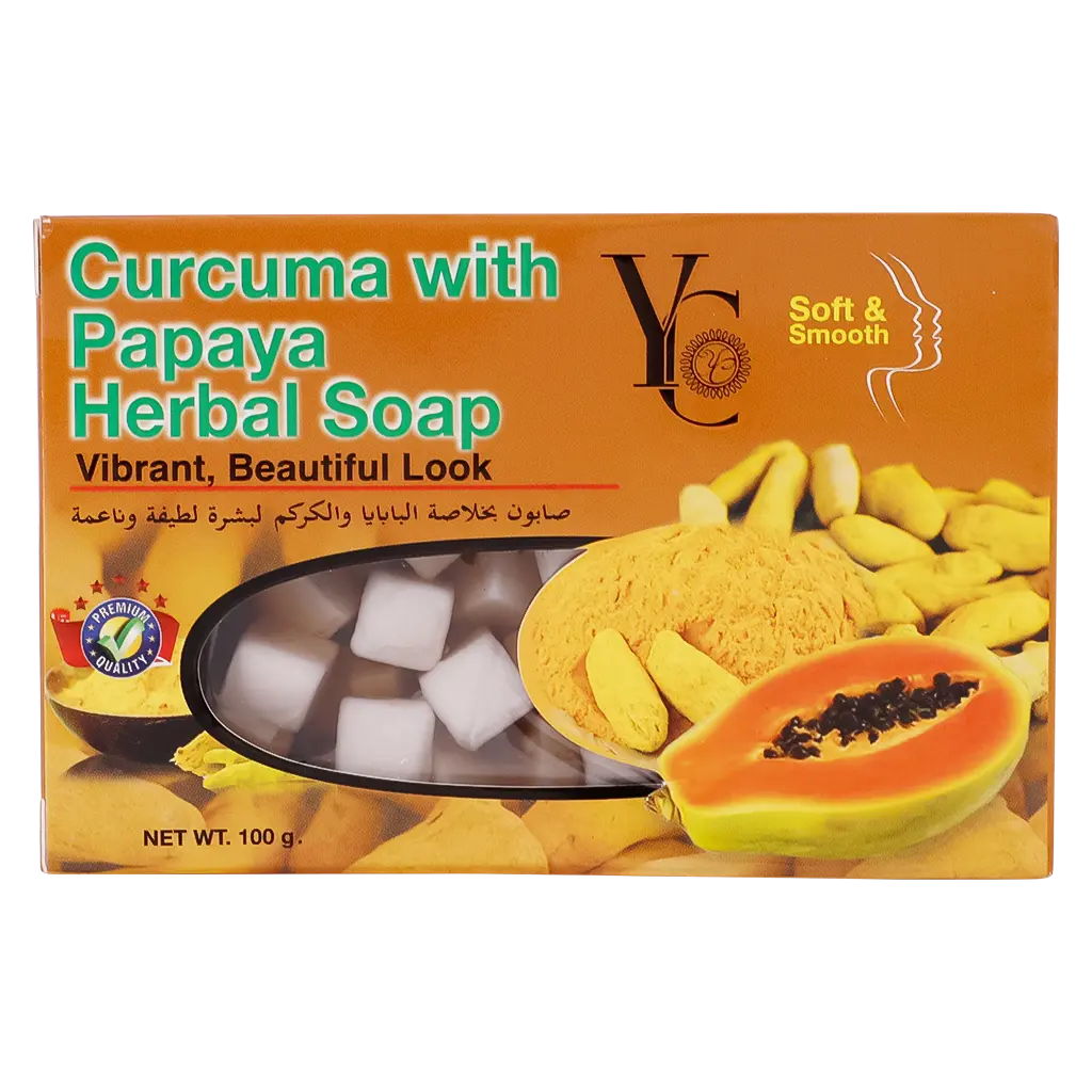صابون البابايا من واي سي مع خلاصة الأعشاب، علبة منزلقة، 90 غرام