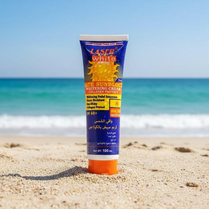 LASER WHITE FACE SUN BLOCK UV60+ WHITENING CREAM 100G