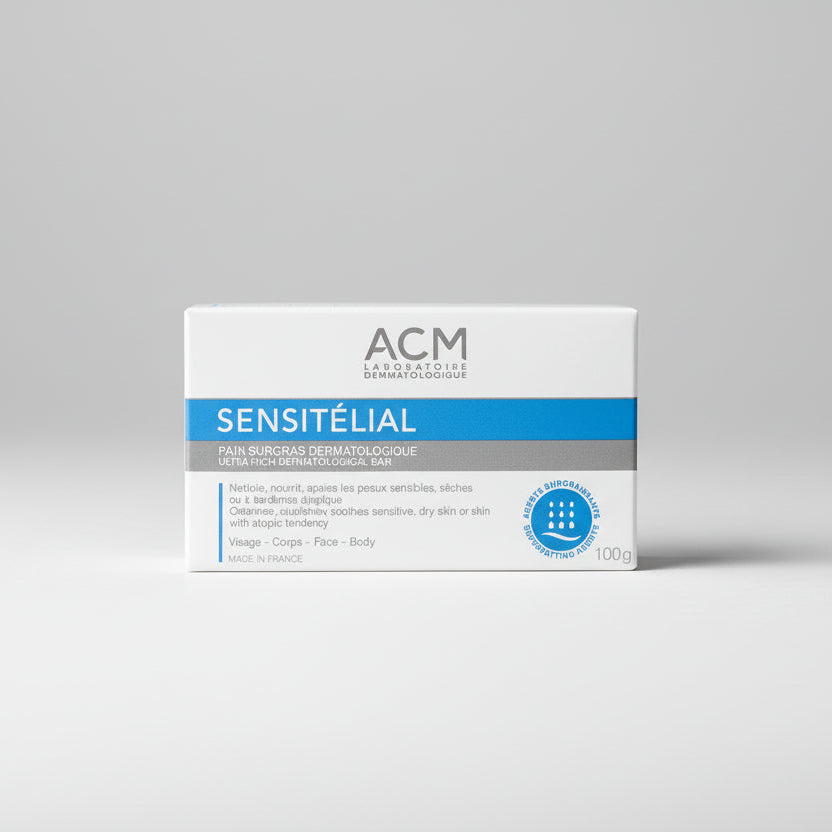 ACM Sensitelial ultra rich dermatological soap bar 100g for gentle cleansing and dry skin comfort at MALSA