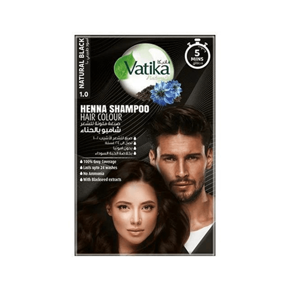 Vatika Henna Shampoo Hair Color Natural Black 1.0