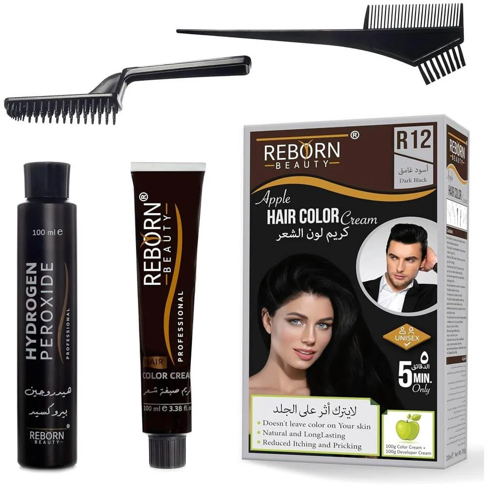 Reborn Beauty Hair Color R12 Dark Black