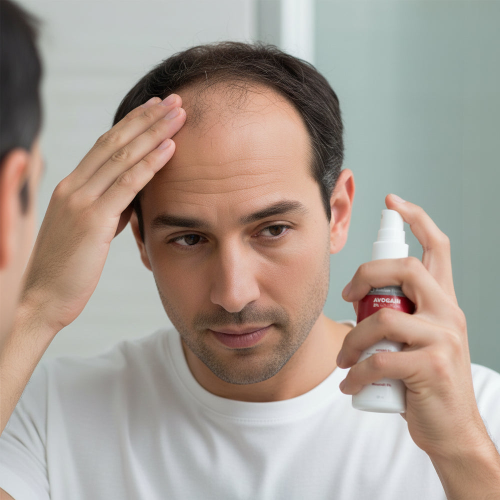 محلول أفالون أفوجين 5%، 50 مل، للعناية بفروة الرأس ودعم نمو الشعر الخفيف، متوفر لدى  ملسا.