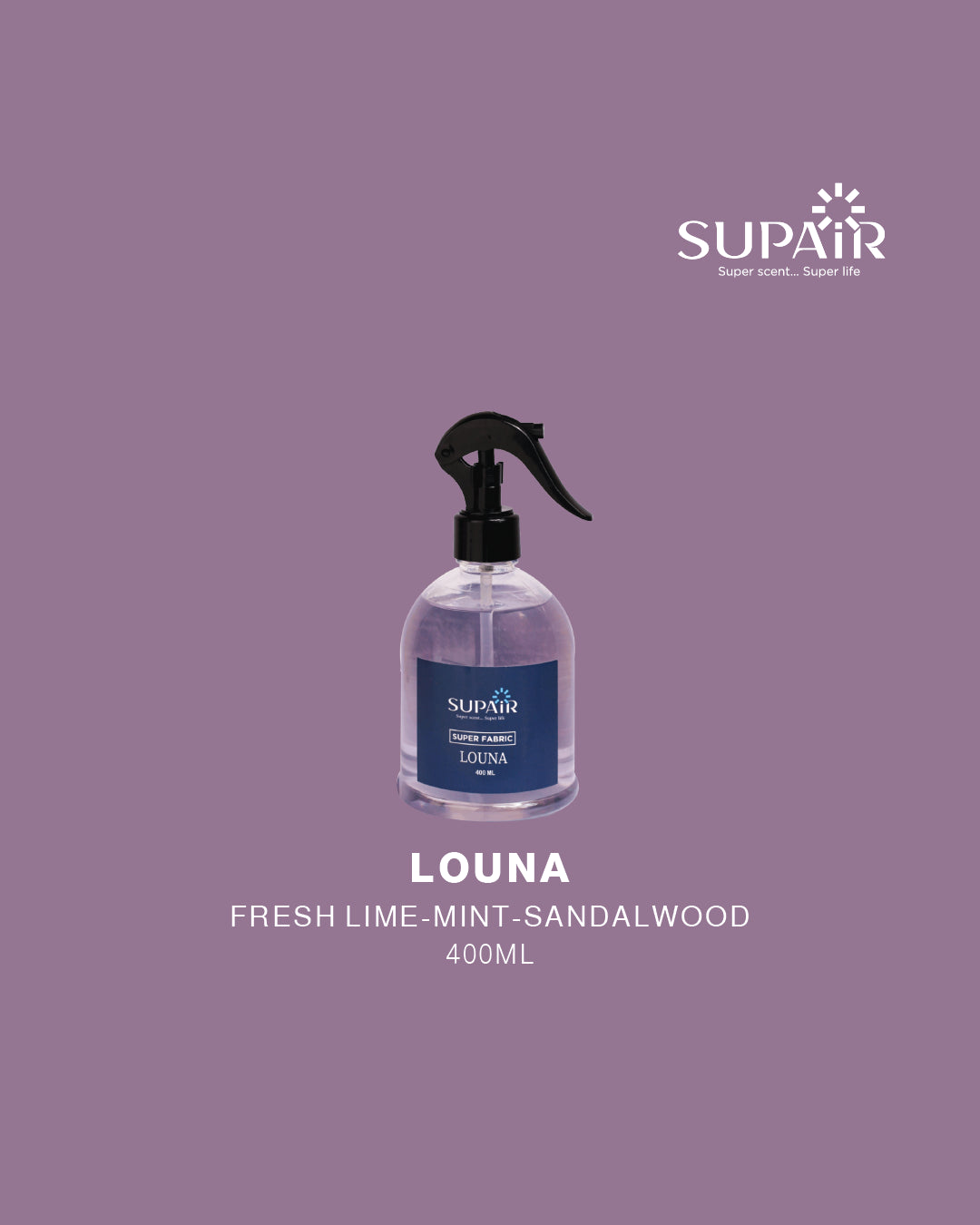 معطر أقمشة سوباير سوبر فابريك  لونا برائحة خشب الصندل 400 مل