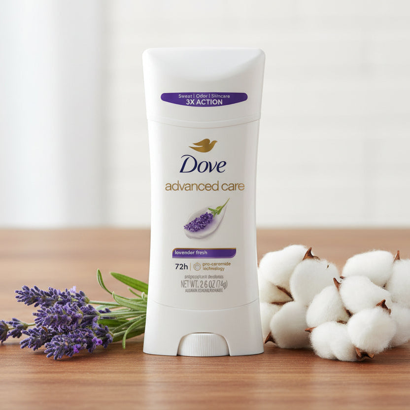 مزيل عرق دوف أدفانسد كير برائحة اللافندر 74 غرام، لانتعاش يدوم طويلاً وعناية فائقة بمنطقة الإبط، متوفر لدى ملسا