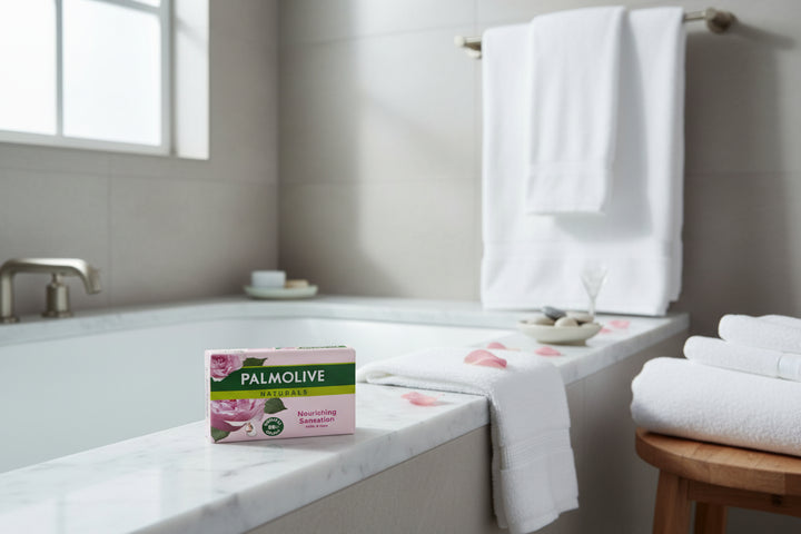 صابون بالموليف ناتشورالز بالحليب والورد ١٢٠ غرام لتنظيف يومي لطيف ومنعم للبشرة، متوفر لدى ملسا