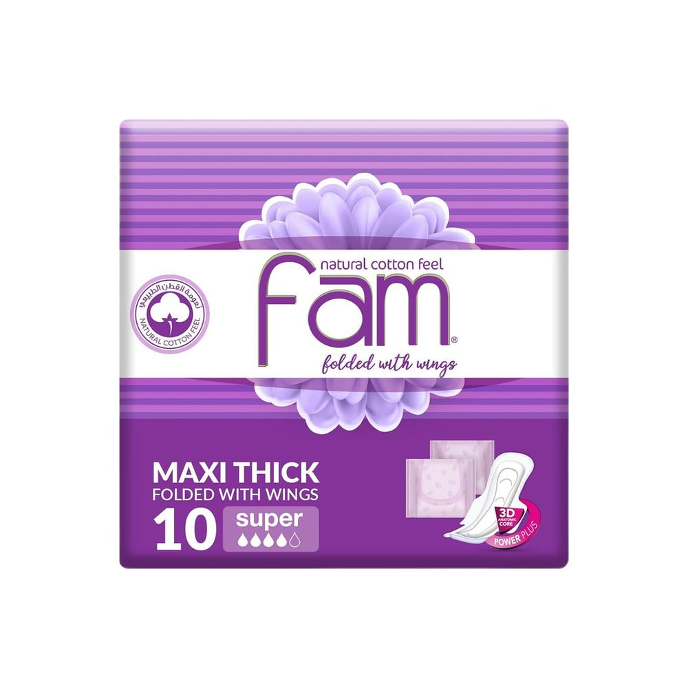 FAM FEMININE PADS MX WITH WINGS SUPER 10×12