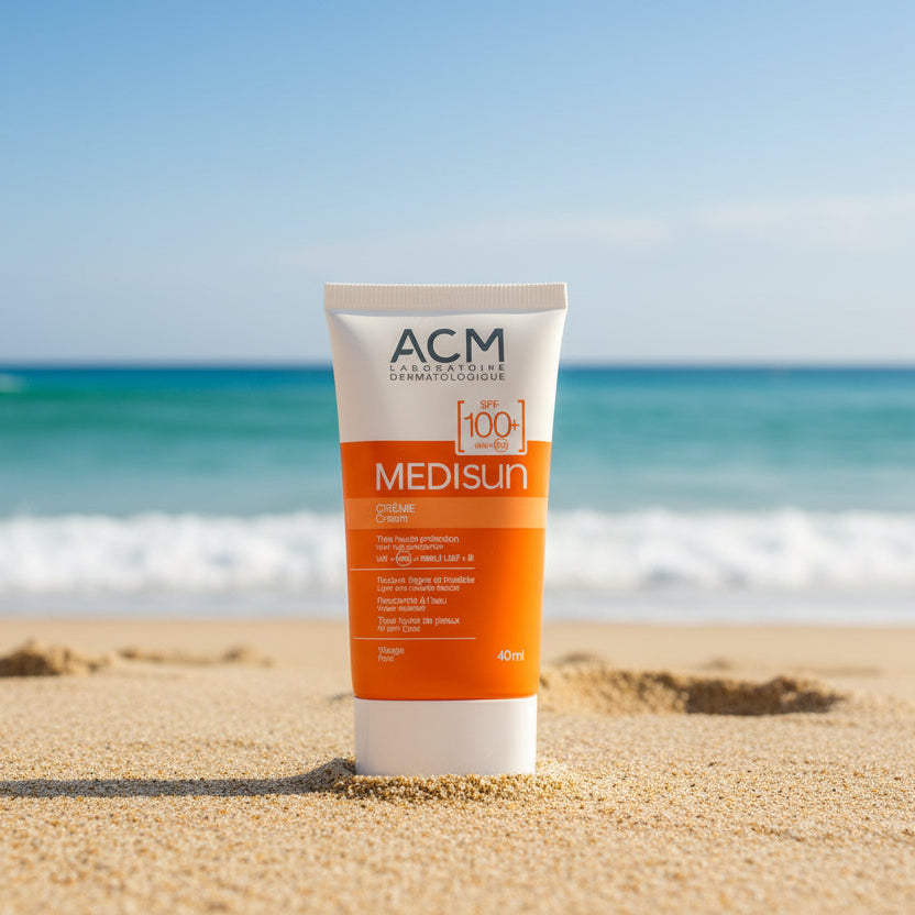 كريم ACM Medisun بعامل حماية من الشمس 100، 40 مل، يوفر حماية فائقة من أشعة الشمس وراحة يومية للبشرة، متوفر لدى ملسا