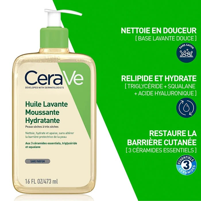 CERAVE HUILE LAVANTE MOUSSANTE HYDRATANTE 473ML
