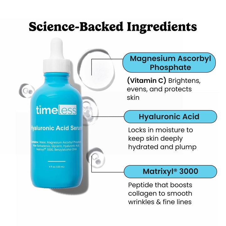 سيروم حمض الهيالورونيك وفيتامين سي للعناية بالبشرة الخالدة، عبوة إعادة تعبئة، 4 أونصة 