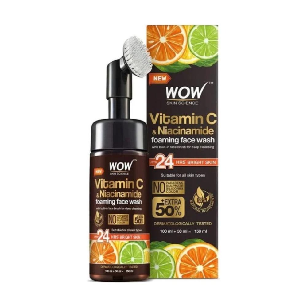 Wow Skin Science Vitamin C Foaming Face Wash with brush 150ml