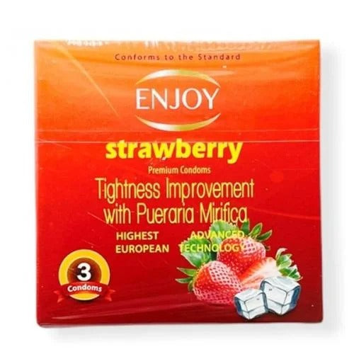 Enjoy Strawberry Condoms 3 Pcs