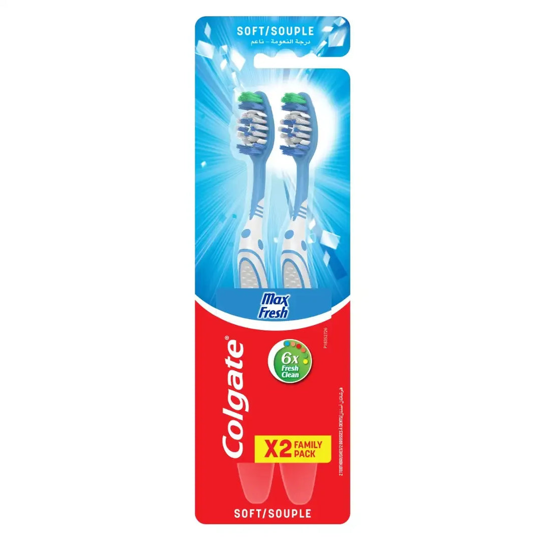 فرشاة أسنان كولجيت ماكس فريش متوسطة الحجم 1+1 مجاناً