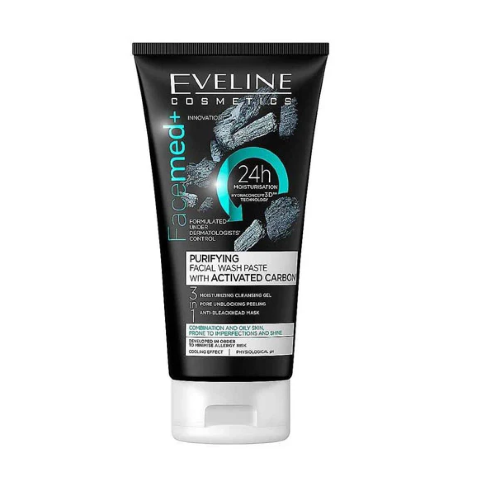 Eveline Facemed+ Purifying Carbon Wash Paste Oily Skin 150Ml