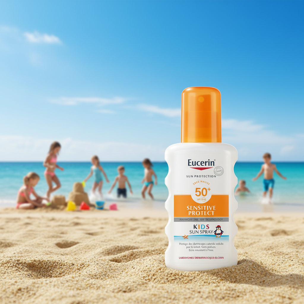 بخاخ يوسيرين سينسيتيف بروتكت كيدز الواقي من الشمس بعامل حماية 50، سعة 200 مل، مناسب للبشرة الحساسة للأطفال، متوفر لدى ملسا