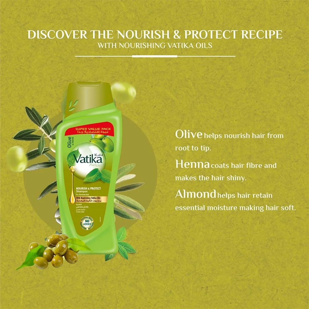 شامبو مغذي وواقي للشعر بالزيتون والحناء، 700 مل 