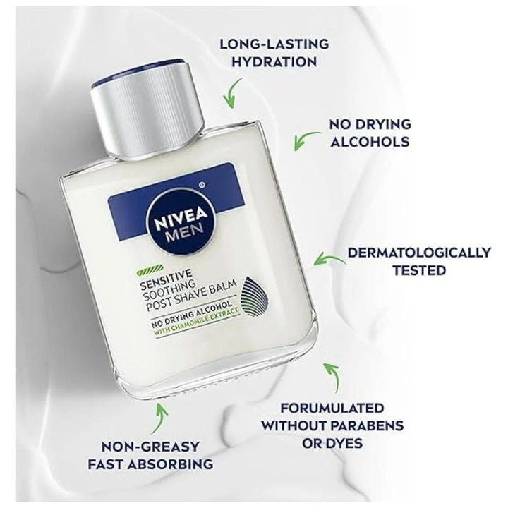 بلسم نيفيا 100 مل للرجال للبشرة الحساسة بعد الحلاقة، راحة فورية