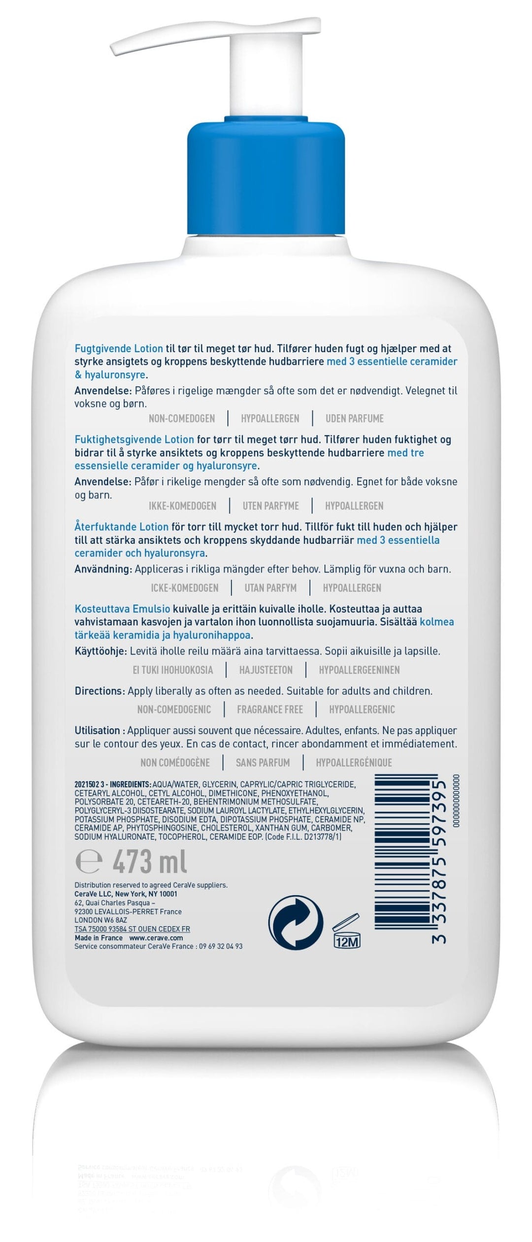 CERAVE MOISTURISING FOR DRY AND VERY DRY SKIN LOTION 473ML