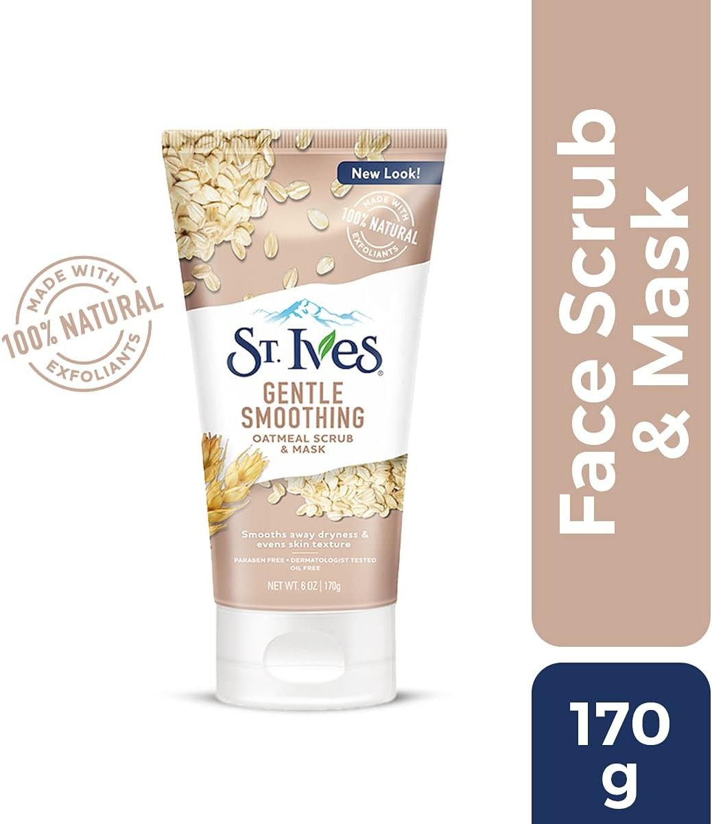 مقشر وقناع الوجه اللطيف المنعم من سانت آيفز، الشوفان، عبوة واحدة، 6 أونصة 