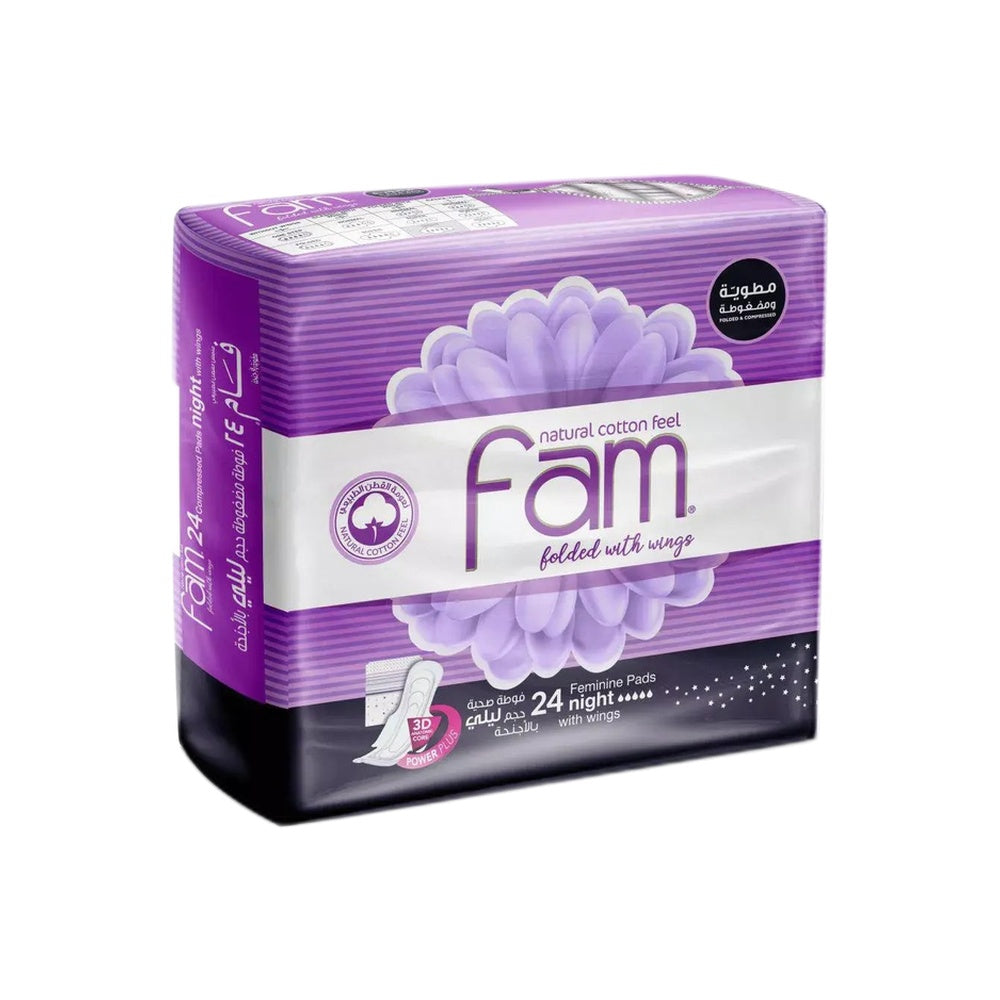 FAM FEMININE PADS NIGHT 8*24
