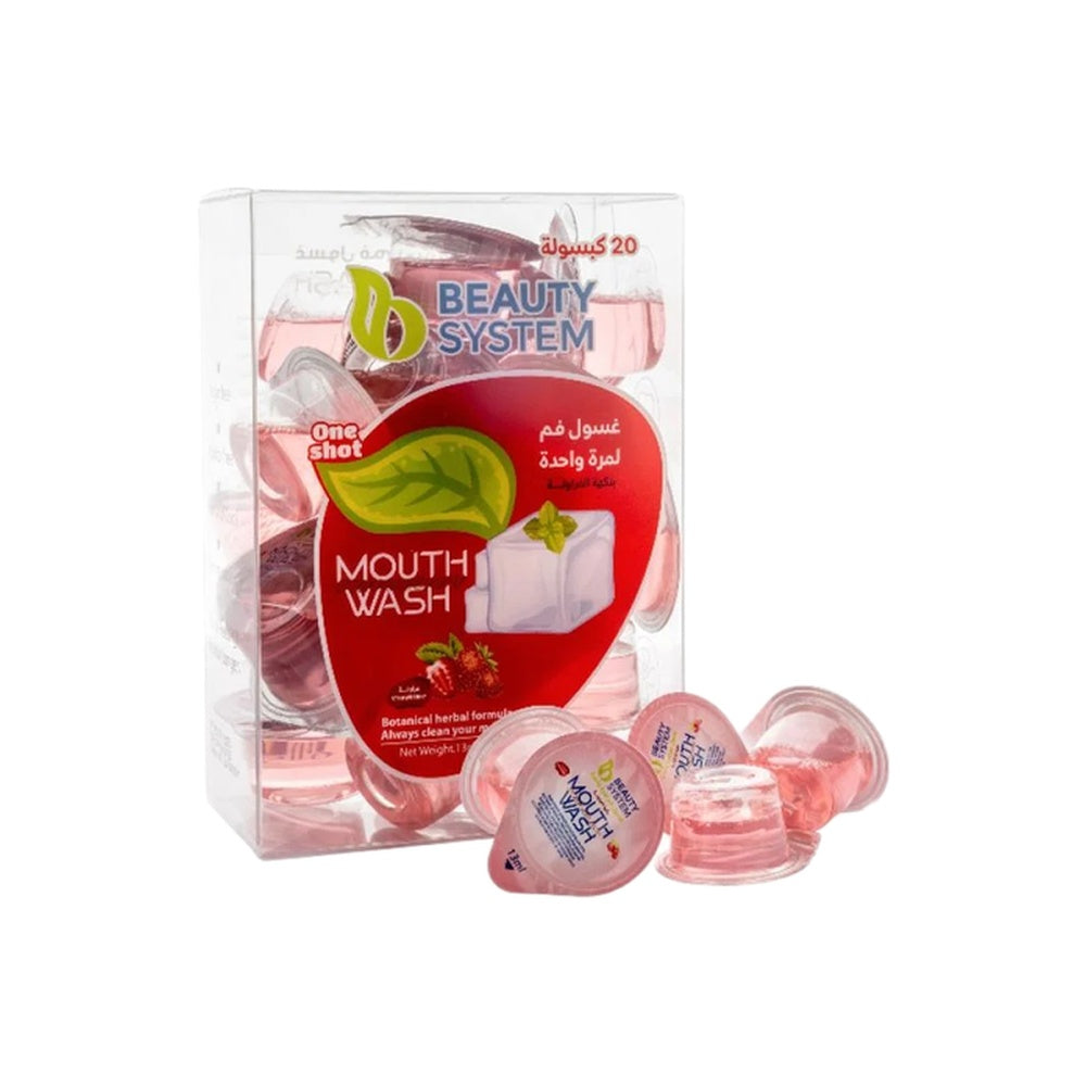 بيوتي سيستم غسول فم كبسولات منعشة بنكهة الفراولة 20 قطعة *13مل