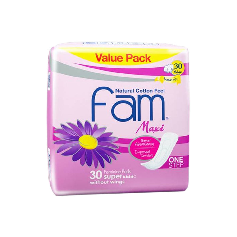 FAM FEMININE PADS MAXI ONESTEP 30 SUPER WITHOUT WINGS