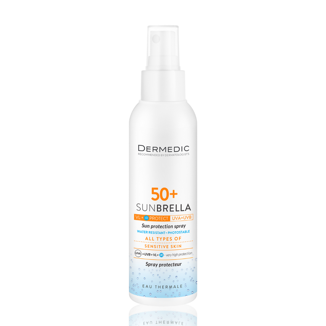 DERMEDIC Sunbrella sunscreen spray SPF 50+ for face and body from MALSA
High protection SPF 50+ sun spray by DERMEDIC suitable for GCC climate